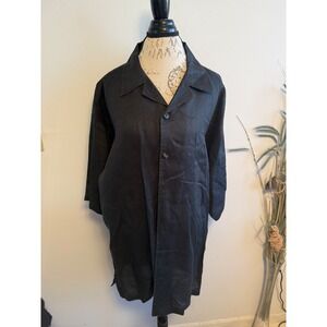 Godbody Collection Mens 3XL Black Linen Long Sleeve Button Up Shirt